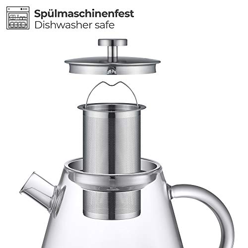 SILBERTHAL Teekanne Glas 1,5 Liter - mit Siebeinsatz & Deckel - Infuser für HeiÃgetränke & Cold Brew Tea - Ideal für Stövchen – Bild 5