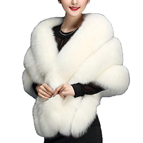 Faux Fur Wrap Cape Shawl for Women s Wedding Dresses and Ladies Party (Ivory), One Size