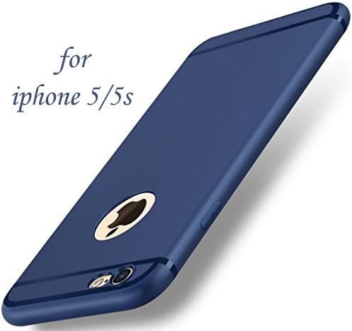 Mobina MBNADPIPHNSEBLU Soft Silicone with Anti Dust Plugs Shockproof Slim Back Cover Case for Apple iPhone Se/5/5S (Dark Blue)