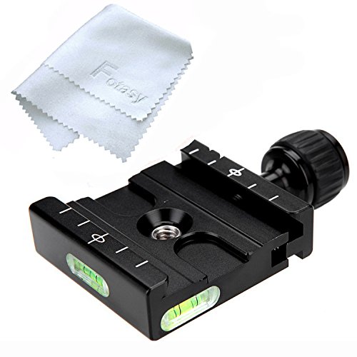 Fotasy QR50 Universal Quick Release Plate Clamp for Tripod Head with Premier Cleaning Cloth (Black)