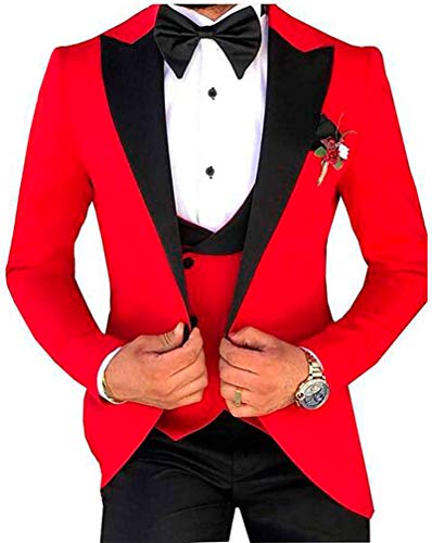 red casual suit