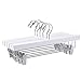 HOUSE DAY Premium Wooden Pants Hangers 25 Pack, Solid Lotus Wood Skirt Hangers with 2-Adjustable Clips, Heavy Duty & Anti Slip Wood Bottom Hanger for Slacks, Jeans, Trousers, Shorts (White)