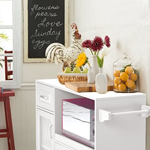 PHI VILLA Kitchen Cart with Locking Wheels Microwave Cart with Storage