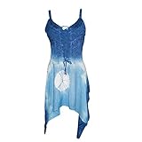 Womens Tank Top Blue Strappy Corset Handkerchief Hem Boho Blouse S…