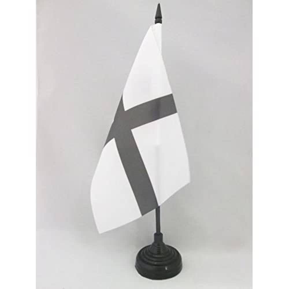 AZ FLAG Brittany Kroaz Du Table Flag 5'' x 8'' - Breton Office Decoration 100% Polyester 21 x 14 cm - Mini Desk Flag with Pole and Black Plastic Base