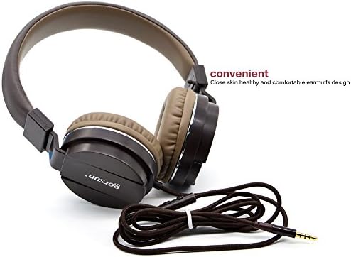 Bluelark Foldable On-Ear Headphones - Adjustable Lightweight Folding Wired Headphones Stereo Audio Corded Headset for Smartphones, PC, Laptop, MP3/ MP4 Player and More (Brown)