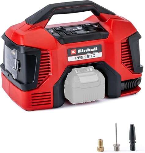 Einhell Hybrid-Kompressor Pressito Power X-Change (18 V, Max. 11 Bar, 31 Cm Schlauchlänge, Inkl. 3-Tlg. Adapter-Set, Ohne Akku)