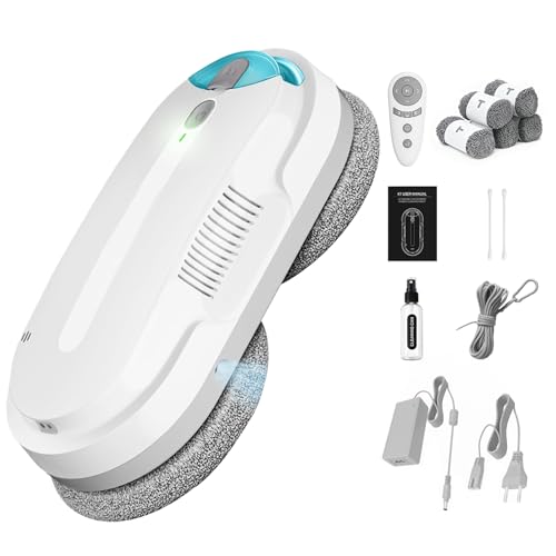 HIXZAP X1 Robot Window Cleaner with Two-Way Ultrasonic Spray, Double Propeller, 4800-6400pa, 85 ml Tank, Edge Detection, Smart Navigation, for Windows and Mirrors (White)