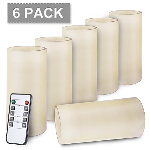 AMAGIC 3â€x6â€ Large Flameless Candles With Remote And Timer - Real Wax Led Pillar Candles Bulk, Battery Candles for Home/Festival/Party/Christmas/Night Light, Great Gift Idea(Ivory, Set of 6)