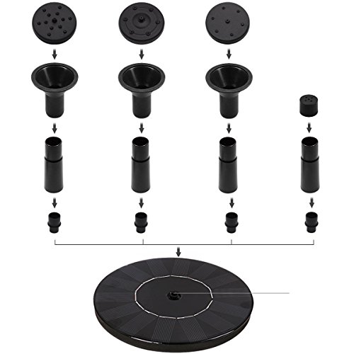 Solar Fountain Pump, Free Standing 1.4W Bird Bath Fountain Pump for Garden and Patio, Solar Panel Kit Water Pump (de1) - Thumbnail 2