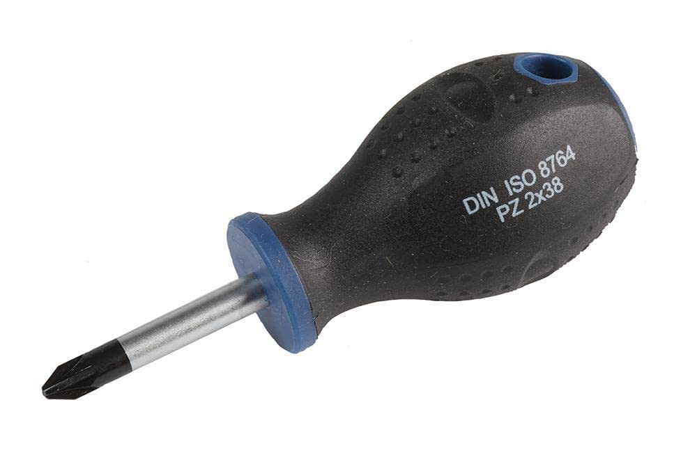 Duratool PZ2 x 38mm Stubby Pozidriv Screwdriver – High Torque, Magnetic Tip, Ergonomic Handle – D03435