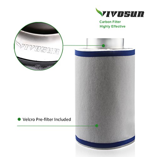 VIVOSUN-6-Inch-Air-Carbon-Filter-Odor-Control-with-Australia-Virgin-Charcoal-for-Inline-Fan-Pre-filter-Included-400CFM