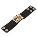 Gold Pyramid Stud European Leather Cuff Bracelet - Black Color
