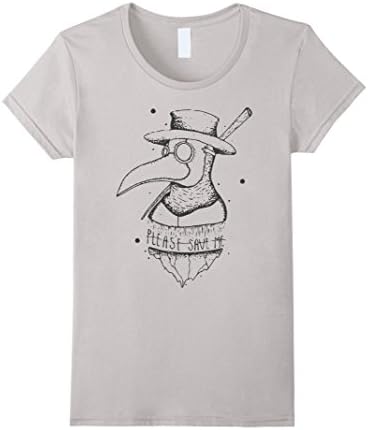 Womens Plague Doctor / Please Save Me / History T-Shirt Small Silver
