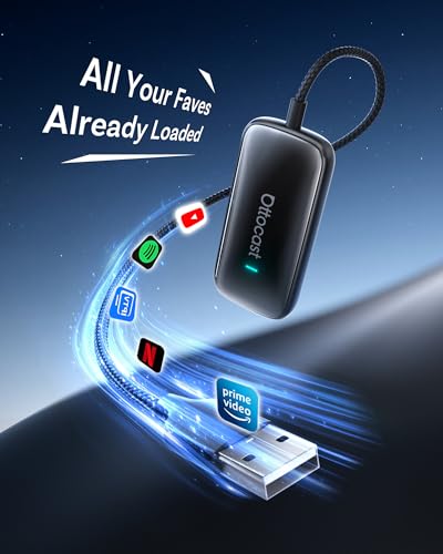 OTTOCAST Play2Video Ultra Adaptador Inalámbrico CarPlay y Android Auto, Convierte CarPlay/Android Auto con Cable a Inalámbrico, Conexión Automática, 5GHz WiFi, Plug & Play para Autos con Sistema OEM