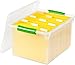 IRIS USA File Box File Organizer Plastic File Box for Letter/Legal File, BPA-Free Plastic Storage Bin Tote Organizer w/ Secure Latching Lid and Easy-Slide Pad, Clear 35 Qt. 4Pack