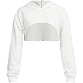 OYOANGLE Girl's Long Sleeve Drop Shoulder High Low Asymmetrical Hem Crop Hoodie Top