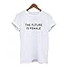 Bestag Womens THE FUTURE IS FEMALE Letter Printed Feminism Loose T Shirt Tops (Medium, White)