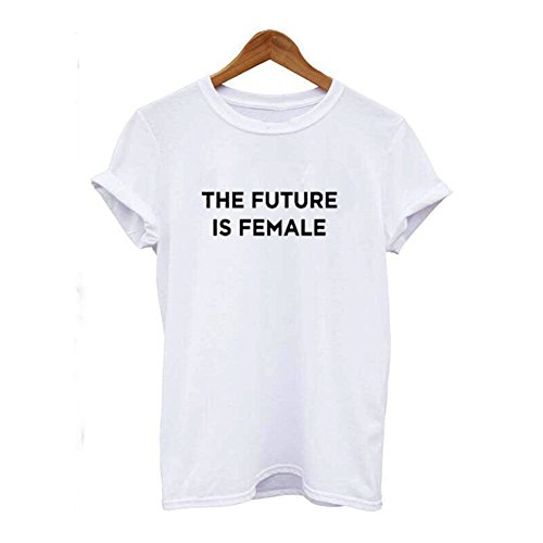 Bestag Womens THE FUTURE IS FEMALE Letter Printed Feminism Loose T Shirt Tops (Medium, White)