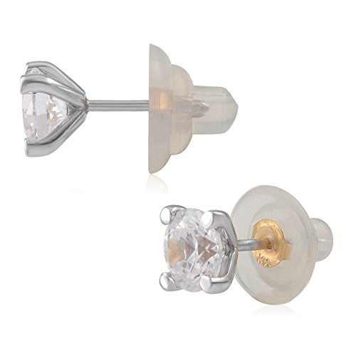 Universal EZback Earring Backs Soft Clear Silicone and 14k Yellow Gold Medium 1 Pair