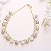 Moochi 18K Gold Plated Pearl Beads Curve Pedant Necklace Earrings Jewelry Set