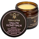 Terra Lotus - Organic Grass-Fed Beef Tallow Balm with Raw Honey - Moisturizing Cream for Soft, Smooth Skin - Handmade All-Natural Moisturizer (2 Oz, Lavender)