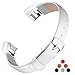 Konikit Leather Watch Band Adjustable Replacement Wristband Accessories Strap with Buckle for Fitbit Alta HR and Alta, White