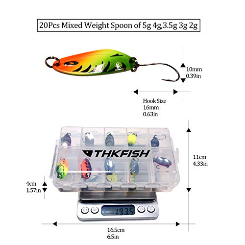 THKFISH Spoons Forelle Set Blinker Angeln Spinner Angelköder Spinner Forelle Köder Set Kunstköder 12stk/20stk/15stk/box – Bild 3