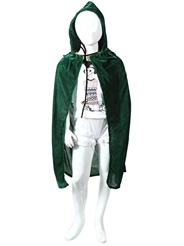 WESTLINK Kids Halloween Crushed Velvet Hooded Cape for Girls And Boys Green