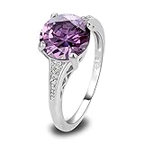 Psiroy 925 Sterling Silver Created Amethyst Filled Solitaire Promise Ring