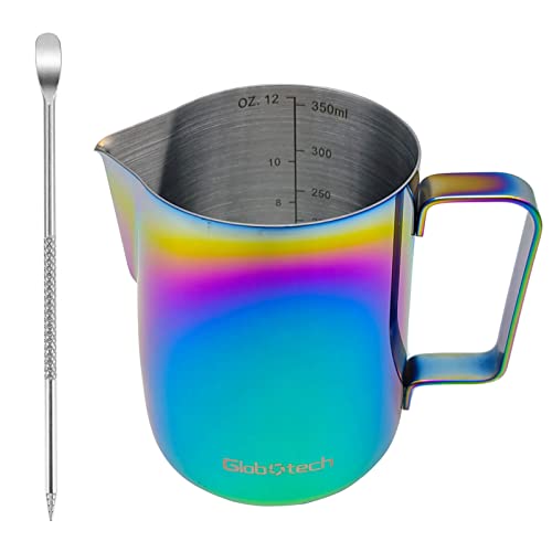 Espresso Accessories Milk Frother Cup - Stainless Steel Steaming Pitcher Coffee Foam Making Latte Art Froth Jug Small Creamer Pitcher Cappuccino 12 Oz Multicolor 350ml