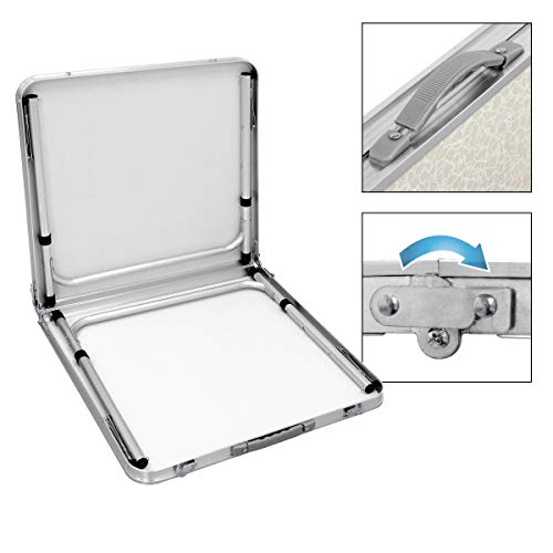 ECD Germany Campingtafel Klaptafel Met Handvat 120x60x55/63/70 Cm Wit Crème Van Aluminium En Mdf - In Hoogte Verstelbaar… - Image 6