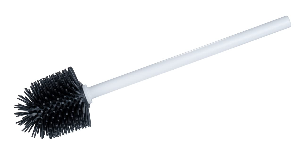 WENKO Silicone toilet brush, replacement brush for WC brush sets with antibacterial handle and replaceable silicone WC brush head for hygienic cleaning of the toilet, (W/D x H): Ø 7.5 x 35 cm, white