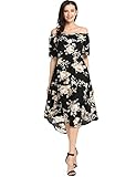 Beyove Women's Floral V-neck High Low Hem Casual Swing Tunic T-shirt Dress