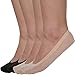 Avidlove Women No-Show Low-Cut Hidden Flat Boat Line Sock Liners 4 Pairs Black+Skin