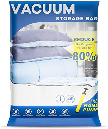 UOUNE Vacuum Storage Bags, 4 Large (80 x 60 cm) Reusable Space Saver Bags Vacuum Compression Zipper Storage Bags with Airtight Valve and Hand Pump,Work with Vacuum Cleaner