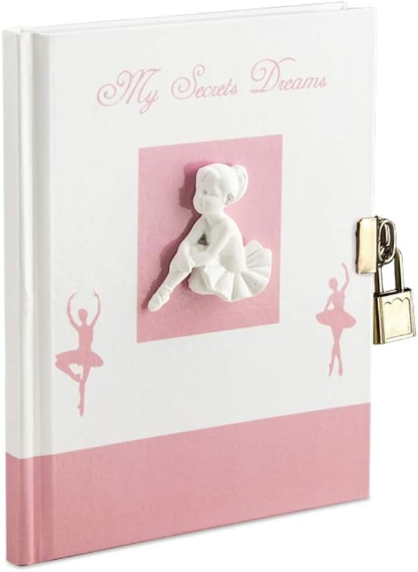 Mareli Secret Diary with plaster ballerina and metal padlock for girls, 14,5x18,5 cm