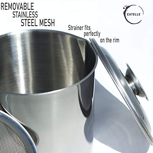 Eatelle Cooking Oil Container and Bacon Grease Keeper with Red Silicone