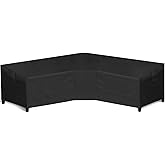 WLEAFJ Patio V-Shaped Sectional Sofa Cover Waterproof, Heavy Duty Outdoor Sectional Couch Cover, Lawn Patio Furniture Cover with Air Vent 89" L (on Each Side) x 33.5" D x 31" H, Black