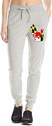 Maryland Flag Kitty Custom Tie Waist Sweatpants With Side Pockets Fashion Jogger Pants For Women X-Large Ash