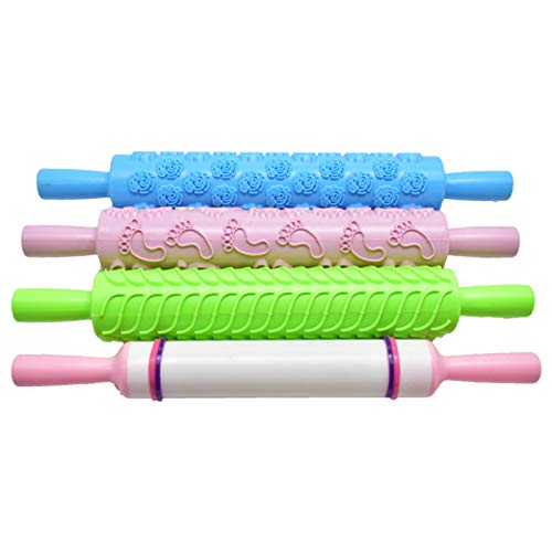 1Pcs Plastic Colourful Cake Bread Fondant Rolling Pin Embossing Mold (Random) - Thumbnail 6