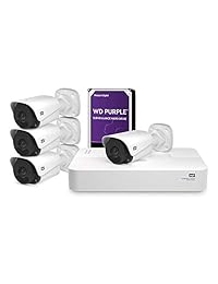 WD ReadyView 4MP Surveillance Camera - 1520p HD, 4TB WD Purple HDD, PoE, NVR, IP67-rated, 4 Cameras, Motion Detection, Night Vision - WDBELL0040HWT-HESN