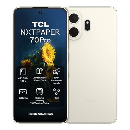 TCL NXTPAPER 70 Pro 5G Android Smartphone mit 6,9 Zoll Natuerlichem Licht Display,NXTPAPER 4.0,120Hz FHD+,50MP 1.0um OIS Kamera, MuseFilm, 8GB RAM+512GB ROM, Bequemes Lesen, AI-Produktivitaet