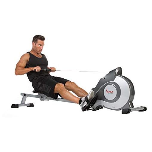 Sunny Health & Fitness Magnetic Rowing Machine Rower with LCD Monitor & Extended Slide Rail - SF-RW5515