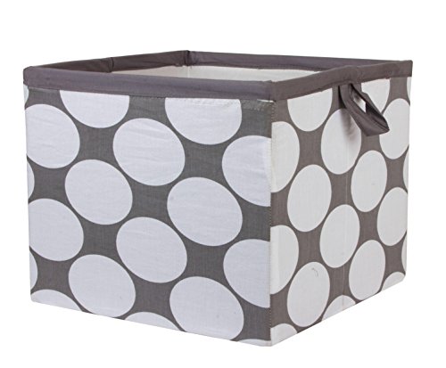 Bacati Dots Storage Tote Basket, Grey, Large
