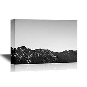 Canvas Wall Art - Mountain Range in Black and White - Gallery Wrap Modern Home Art | Ready to Hang - 12x18 inches