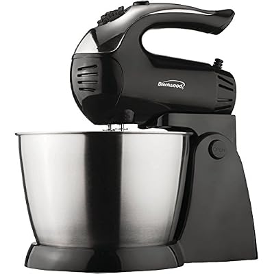 Stand Mixer - Brentwood Powerful 5 Speed 200W Stand Up Mixer with 3 QT - Stainless Steel Mixer bowl and detachable Hand Mixer - by Basic Finds