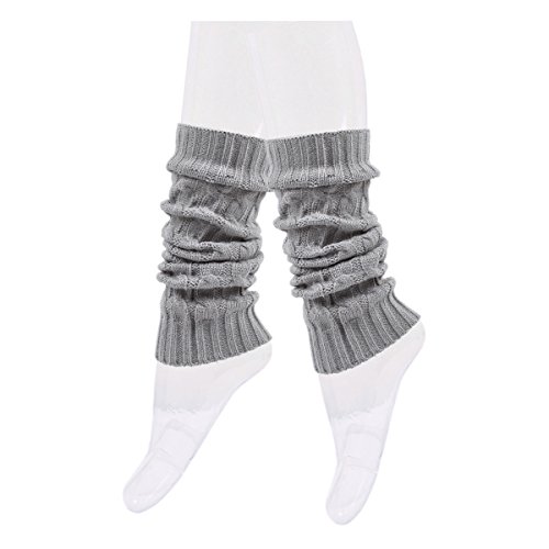 Premium Solid Color Soft Cable Knit Leg Warmers, Grey