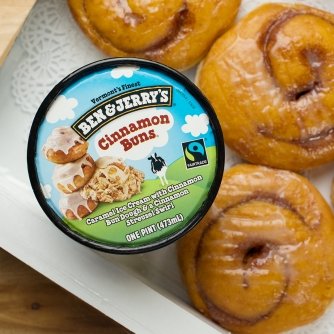 Ben & Jerry's - Vermont's Finest Ice Cream, Non-GMO - Fairtrade - Cage-Free Eggs - Caring Dairy - Responsibly Sourced Packaging, Cinnamon Buns, Pint (4 Count)