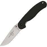 Ontario Knife Company Rat II, Satin AUS-8 Stainless Steel Drop-Point Blade Folding Pocket Knife, Black Nylon Handle Liner Lock Knife, Everyday Carry Knife &ndash; ON8860